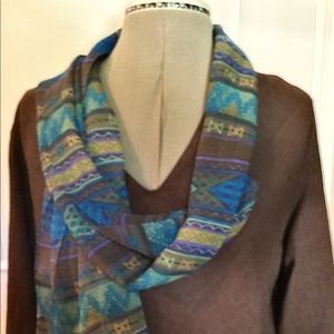 Silk chiffon scarf.browns, blues..